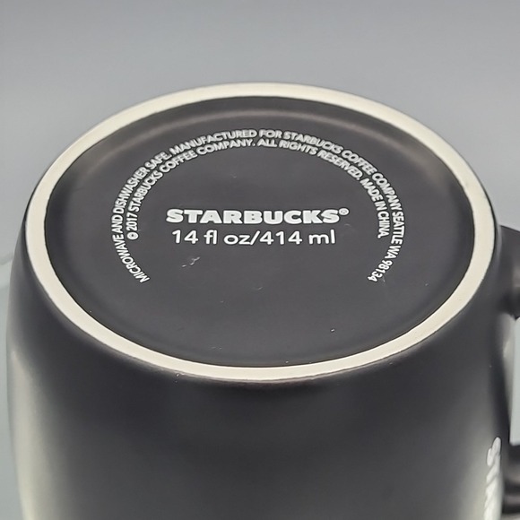 Starbucks 2017 Matte Black Ceramic Coffee Cup Mug Large Mermaid Siren Logo - Picture 7 of 7